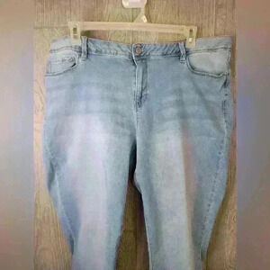 YMI, women's light wash jeans. Size 20. Cotton, poly, spandex blend.